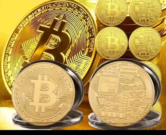 Bitcoin Large Coin Gold Plated With Case Crypto Cryptocurrency BTC Metal Money 