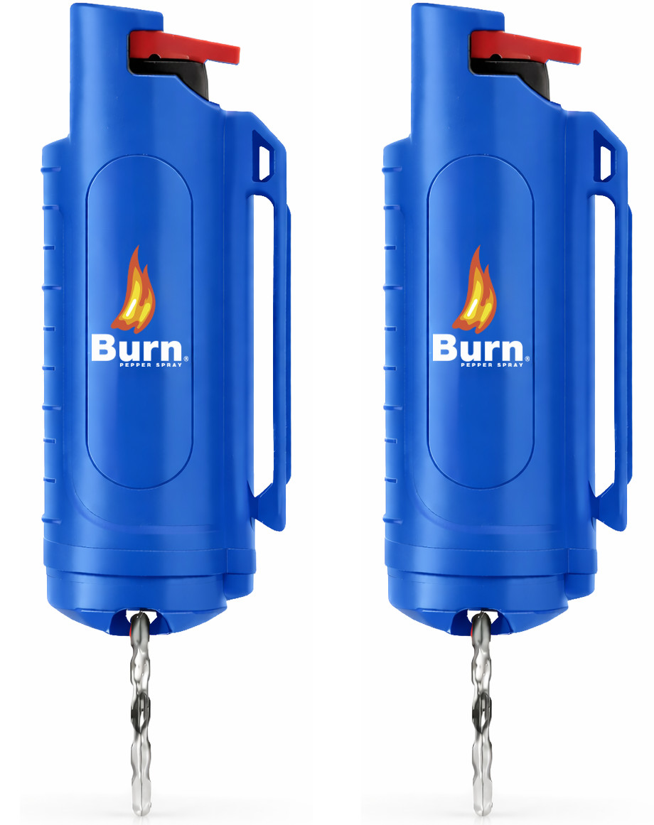 2 Pack Burn Pepper Spray Keychain – 0.5 oz Police Strength OC Self Defense Blue