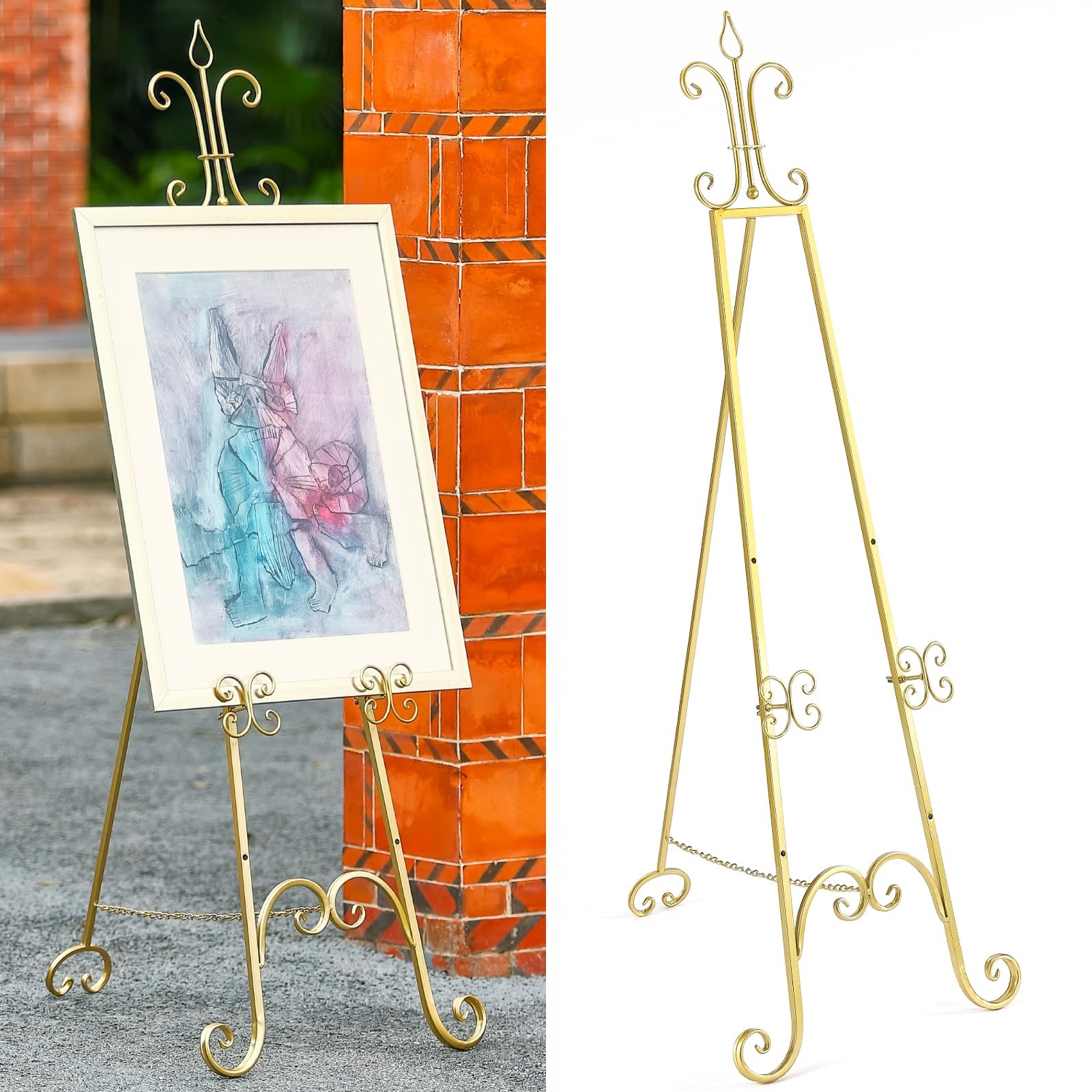 20"L x 26.75"W x 56.5"H Large Easel Stand for Display, Adjustable Heigh Metal...