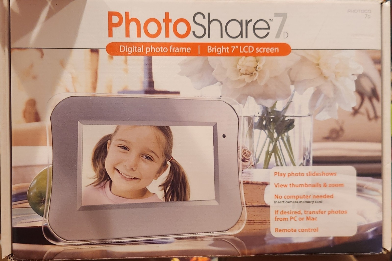 PhotoShare 7 Digital Photo Frame 7" LCD Screen Remote Control In Box Never Used