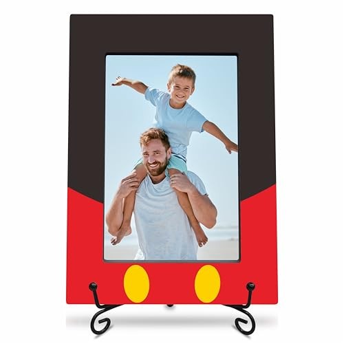 Black & Red Wooden Picture Frame With A Stand, 4x6 Cartoon Theme Vertical 