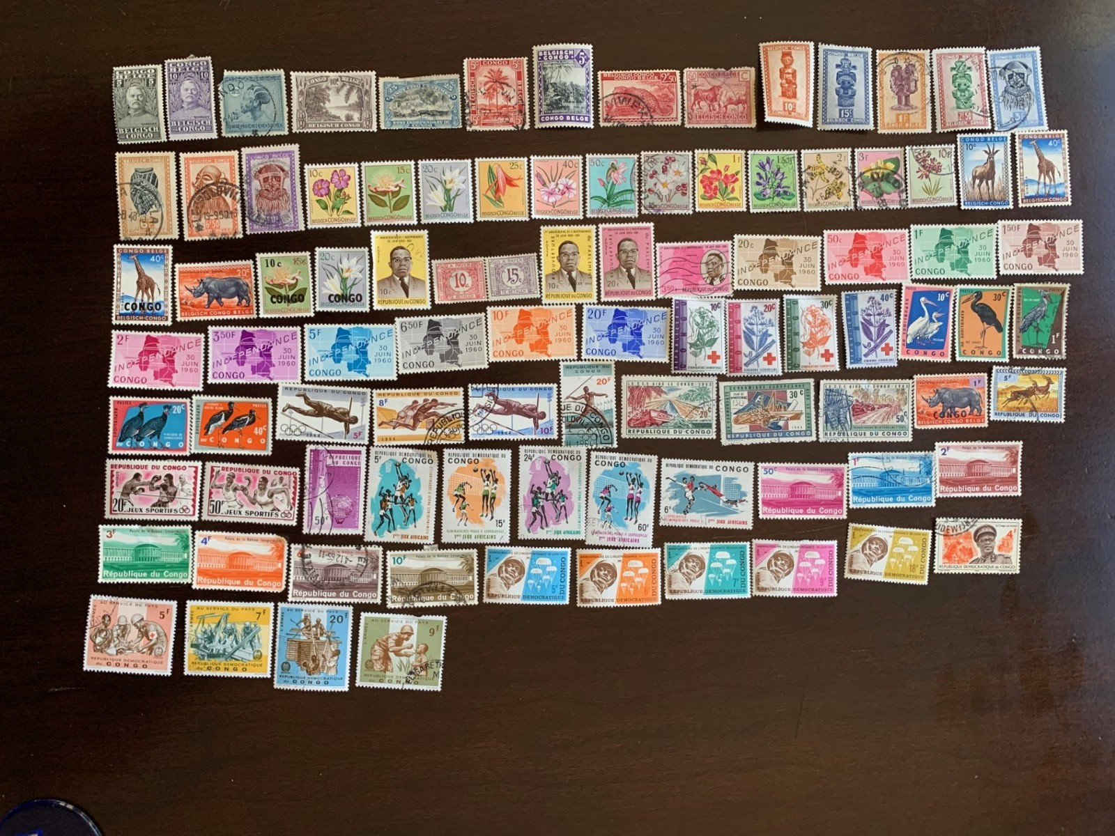 Congo Postage Stamp Lot - 94 Used/Mint Hinged - Off Paper