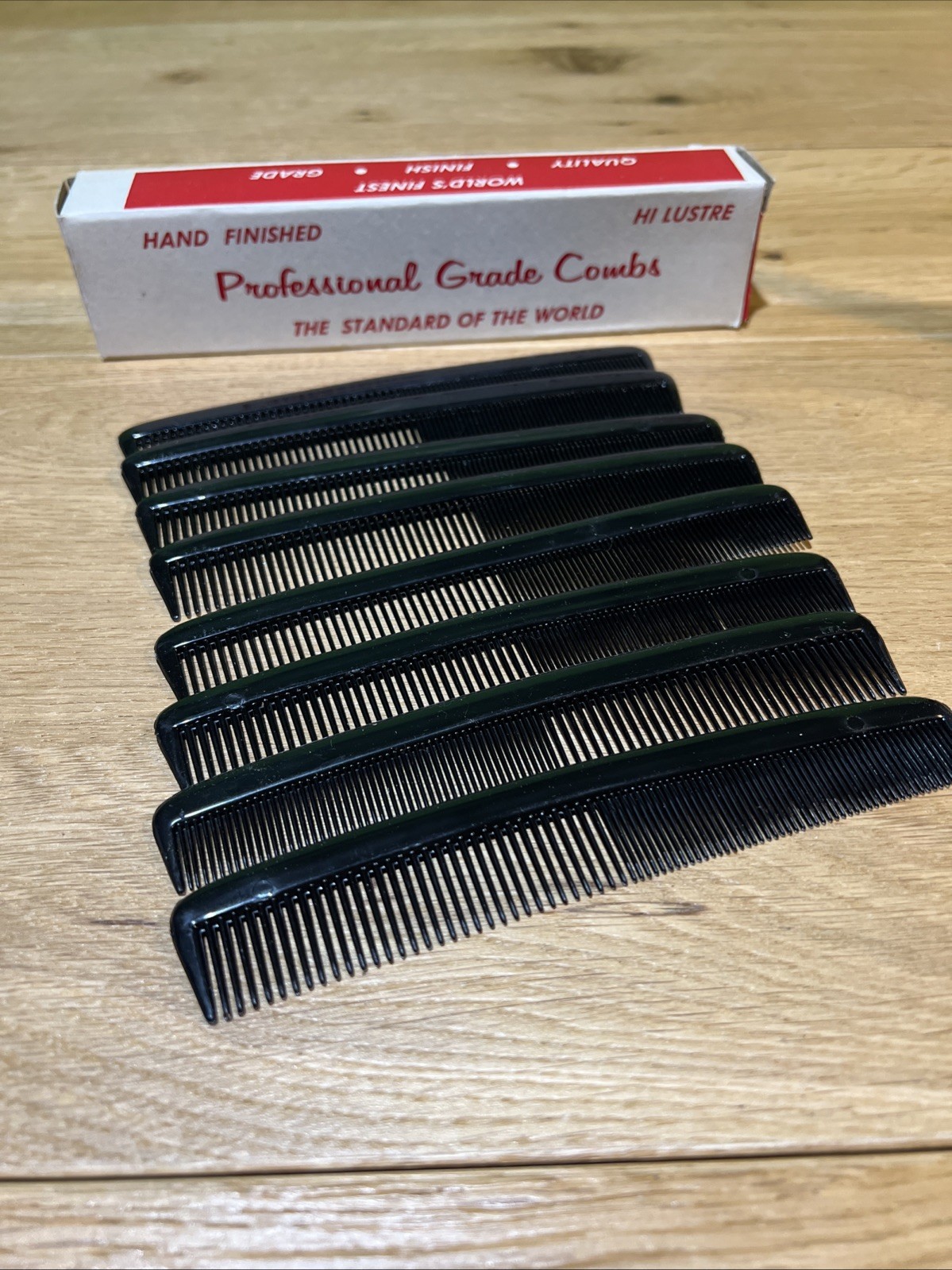 Professional Grade Black Combs Vintage Hi Lustre - 8 in box New