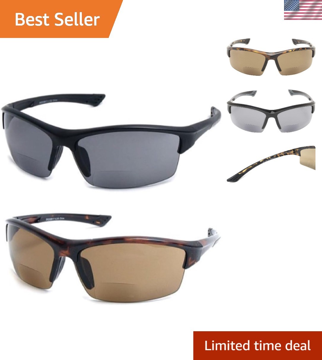 The Foster Bifocal Sun Reader Sport and Wrap Around Reading Sunglasses, Unise...