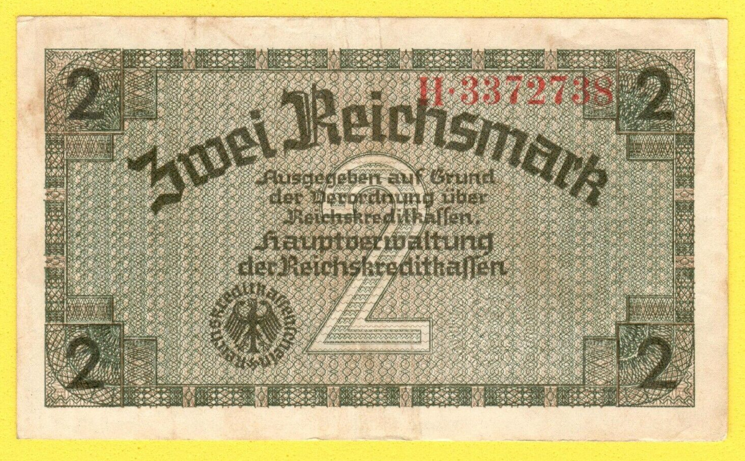 GERMANY OCCUPIED TERRITORIES 2 RM EAGLE W/H SWASTIKA 1940-45s 4460