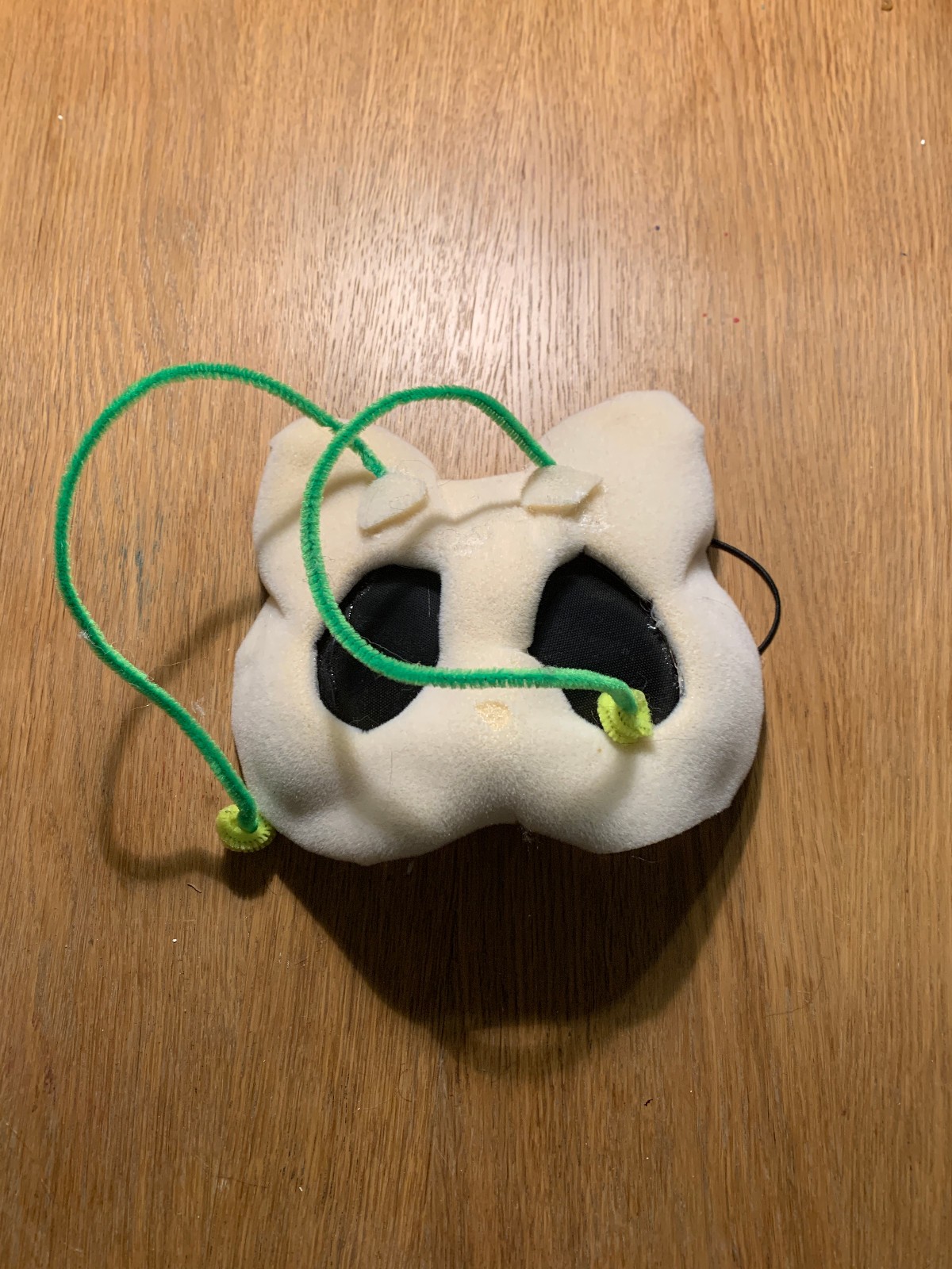 therian mask - green cat mask -antennae - premade base - faux fur