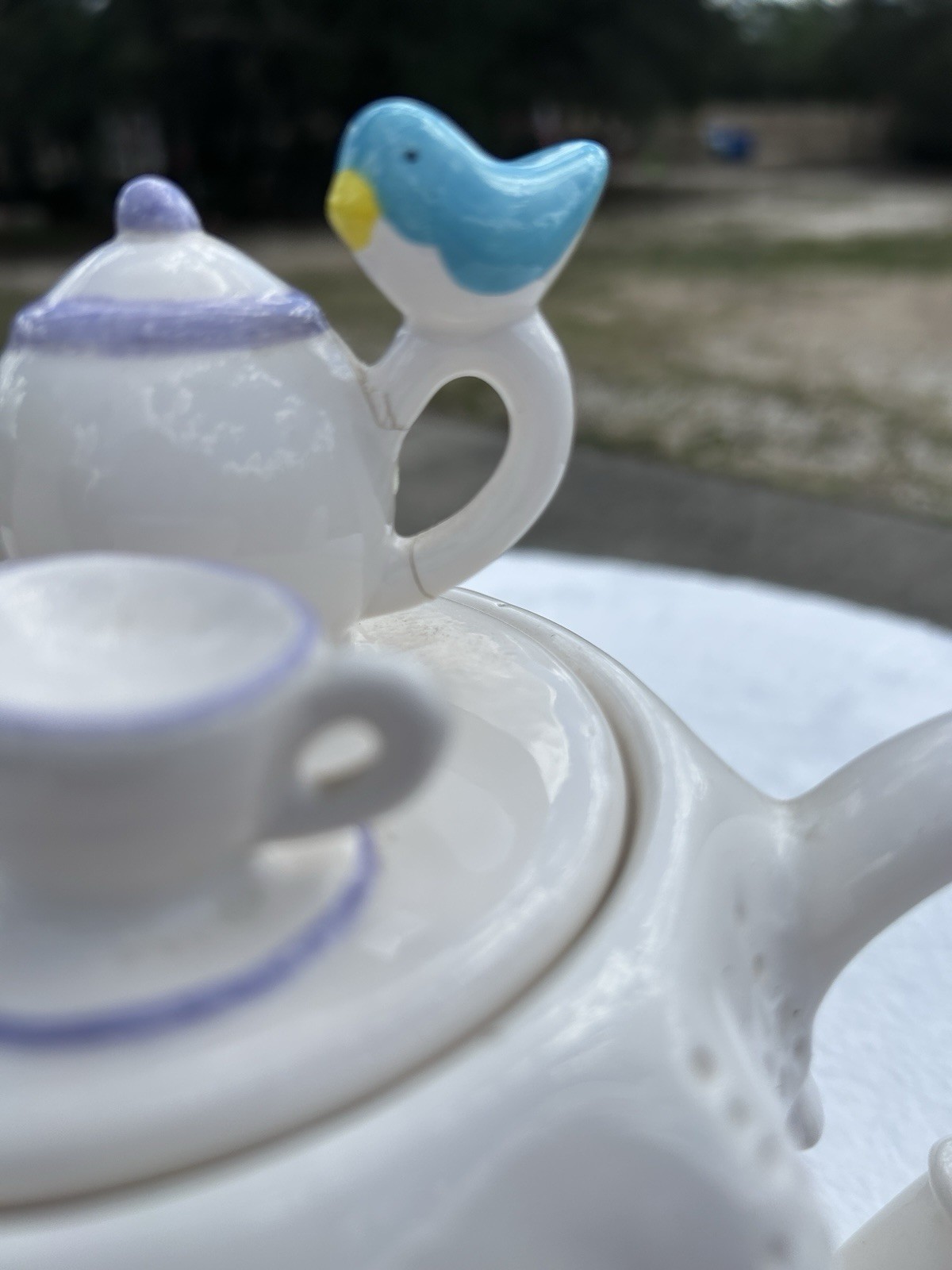 Vintage Tele Flora Tea party Ceramic Tea Pot, Great Whimsical Centerpiece