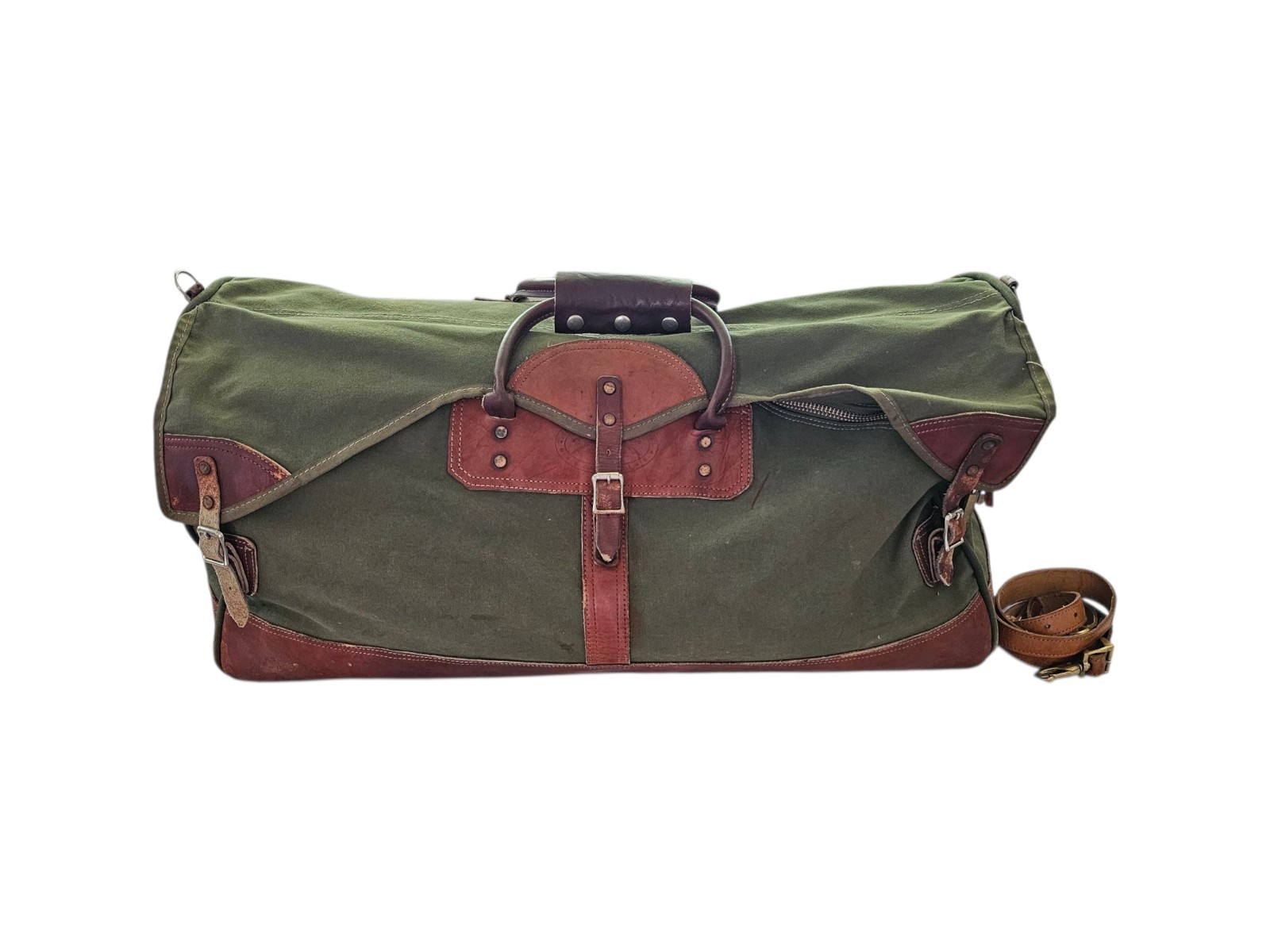 Vintahe ORVIS Battenkill Large 30" Duffle Travel Bag Canvas & Leather USA Made 