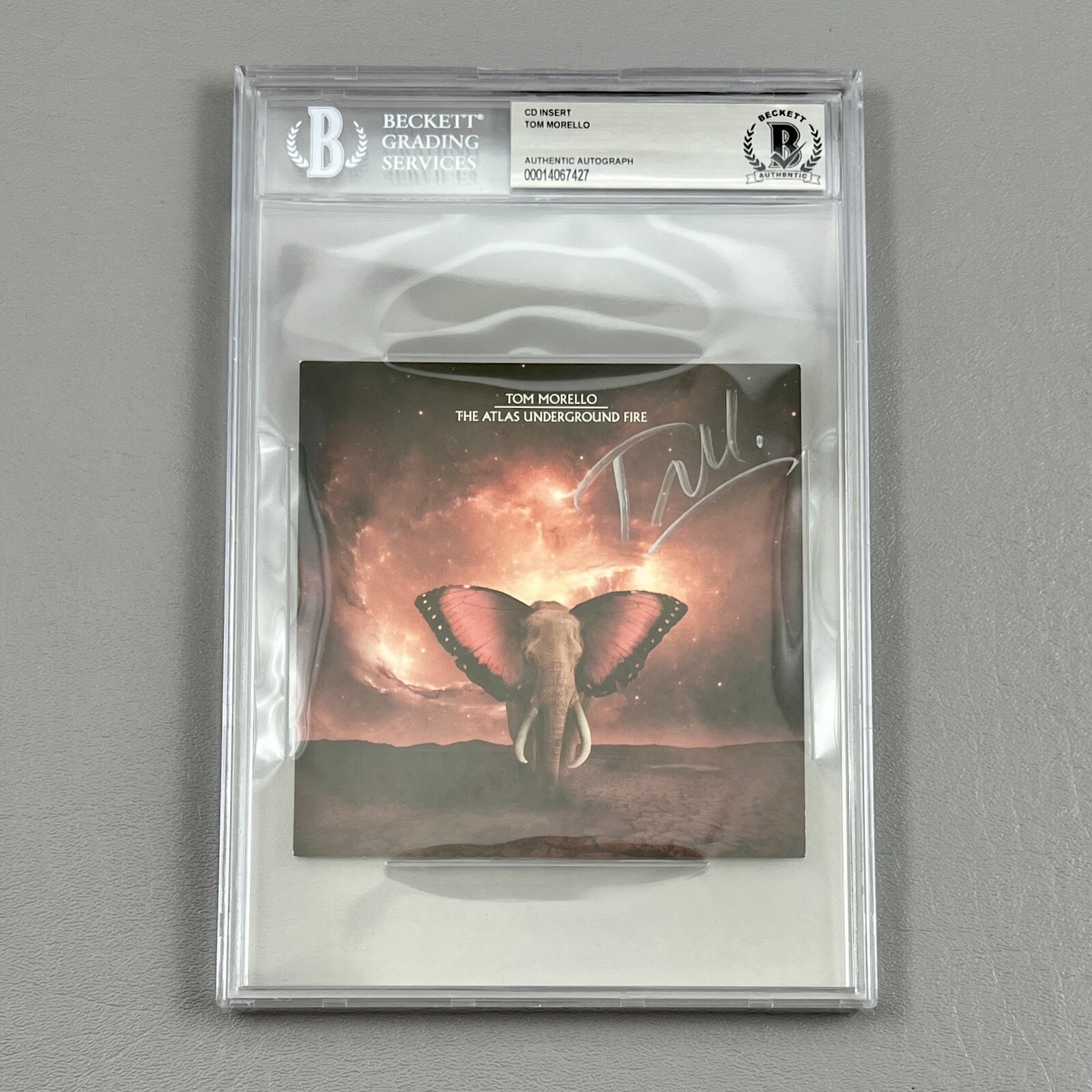 Tom Morello SIGNED Slabbed CD Insert The Atlas Underground Fire Beckett BAS