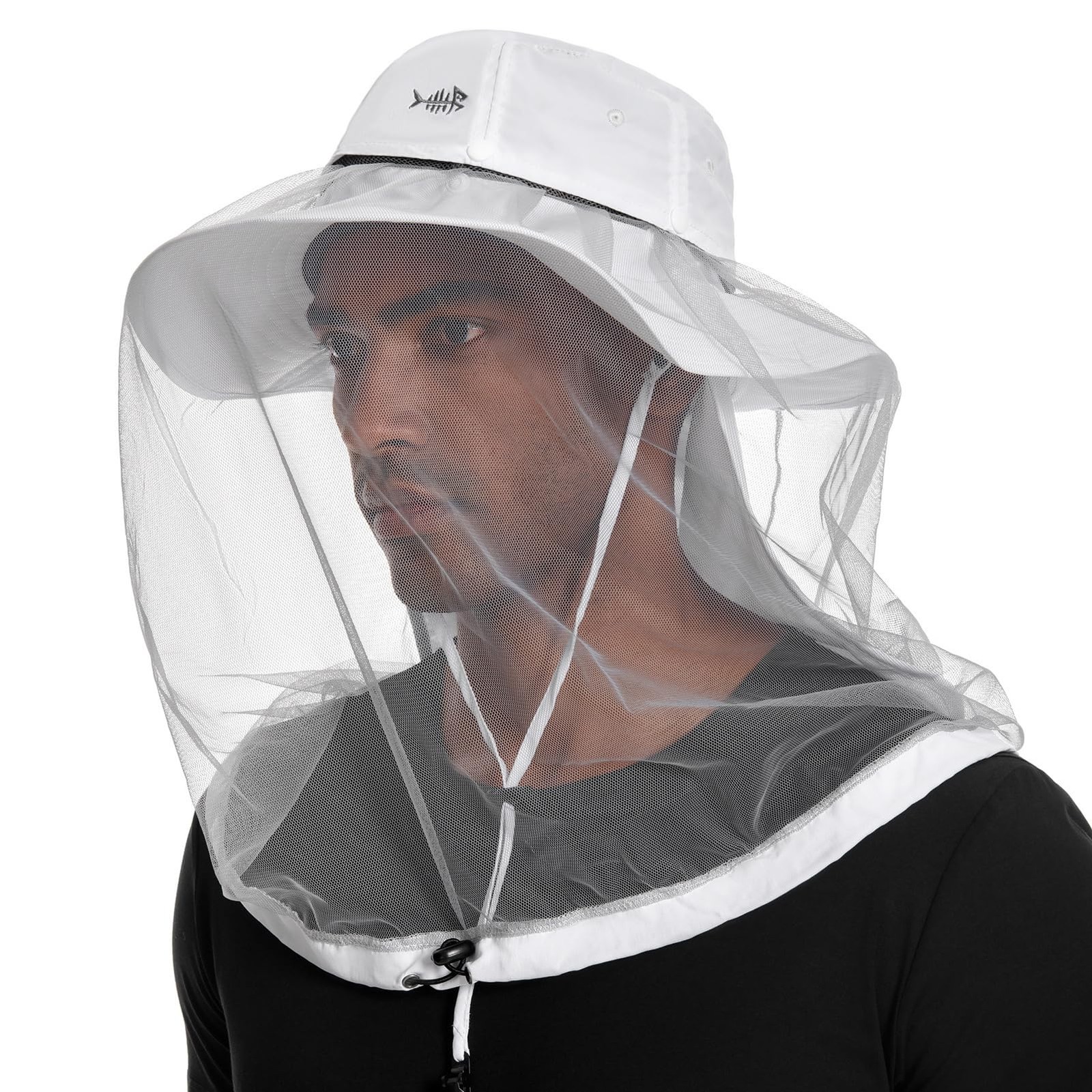 BASSDASH UPF 50+ Mosquito Sun Hat, Hidden Net & Neck Flap, Men Women Fishing