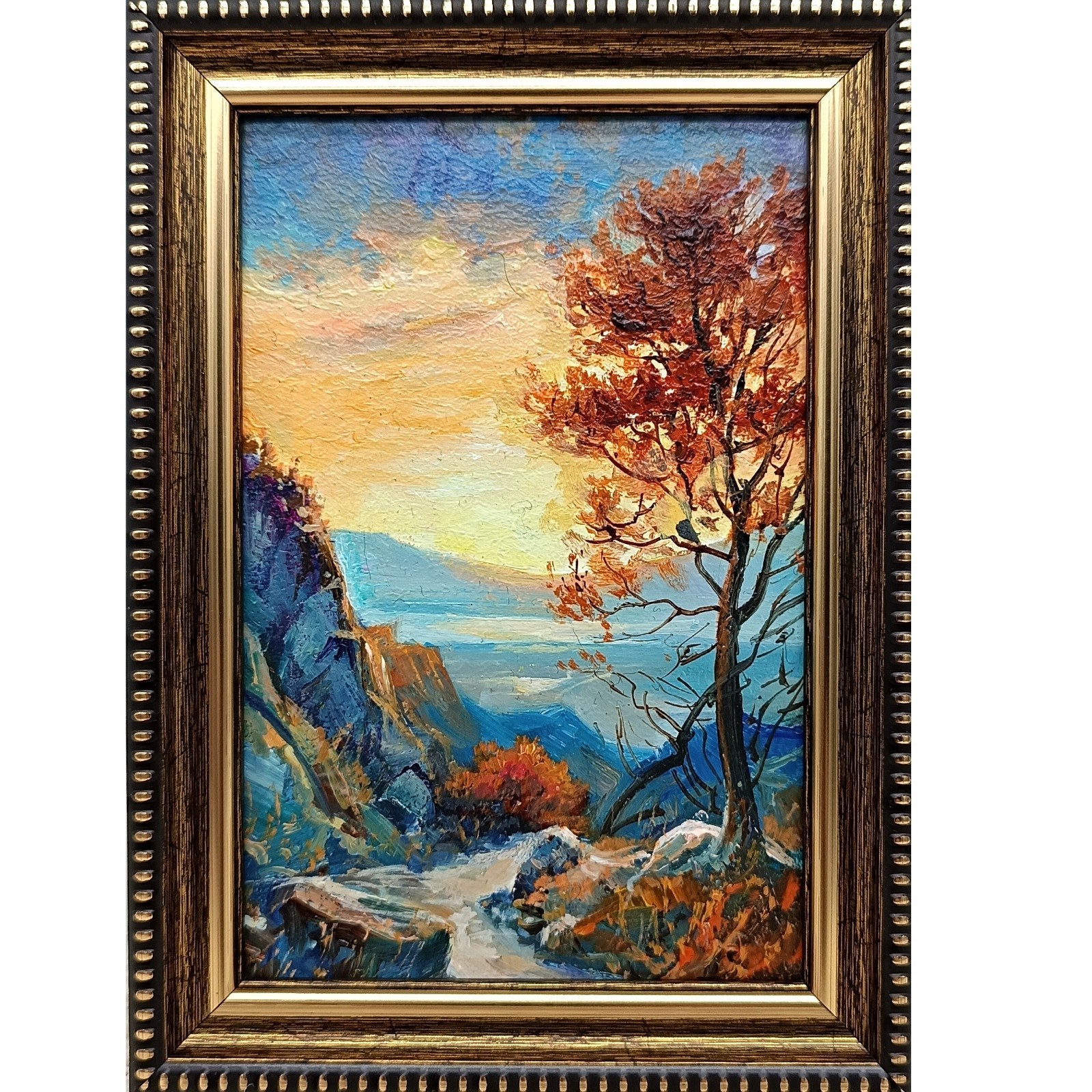 Seascape Oil Painting 6x4 Signed Realism Art Framed Wall Decor Gift mini Art