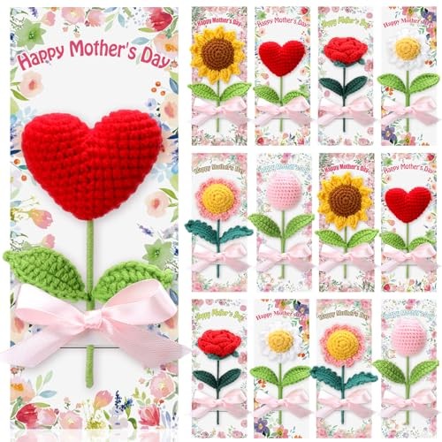 12 Set Mother's Day Gifts for Women Mom Crochet Flower Party Favors Thank You 