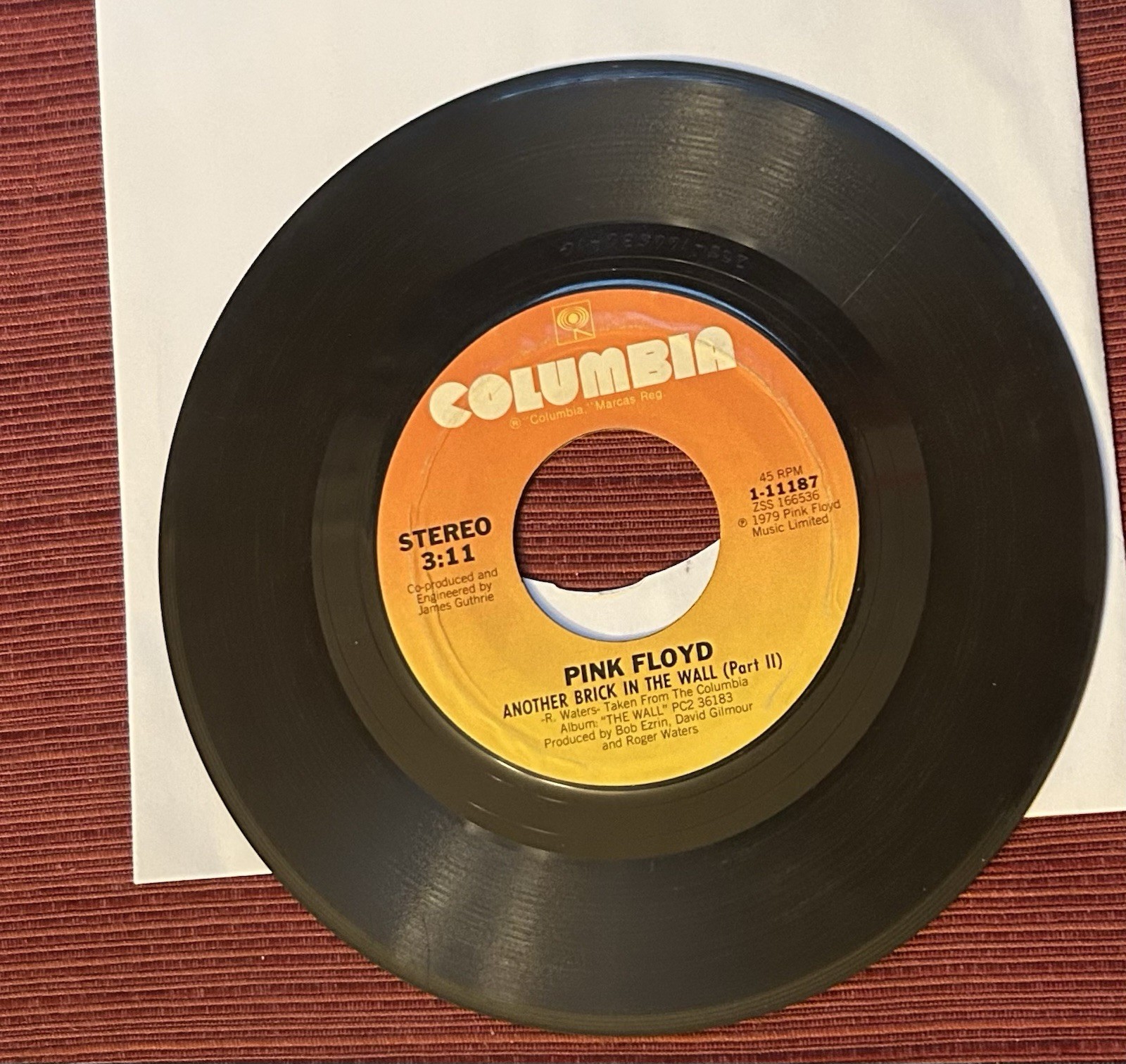 Pink Floyd  Another Brick In The Wall/One Of My Turns  45rpm Tested VG