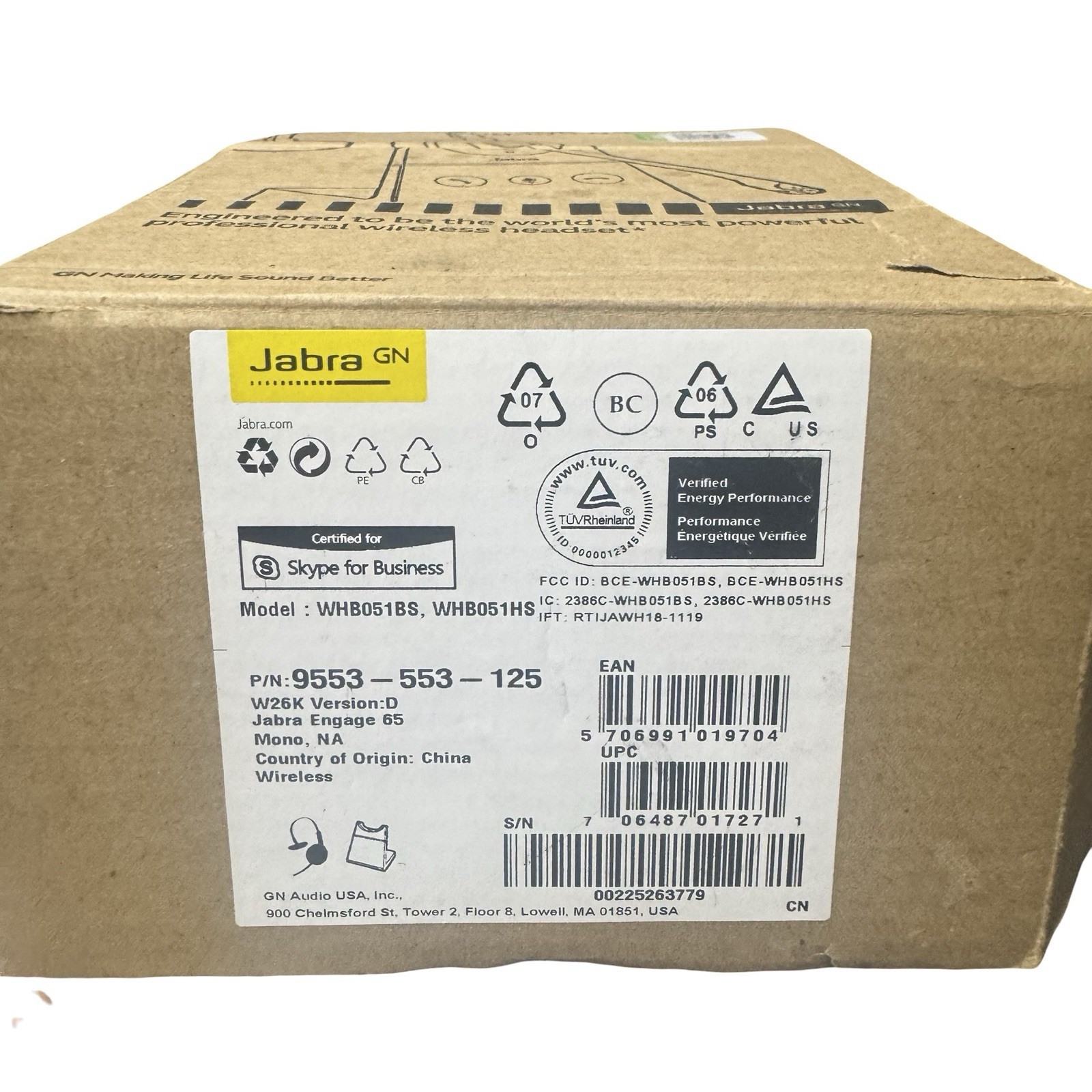 Jabra Engage 65 Stereo Wireless Headset w/ Charging Base Version D - No Papers