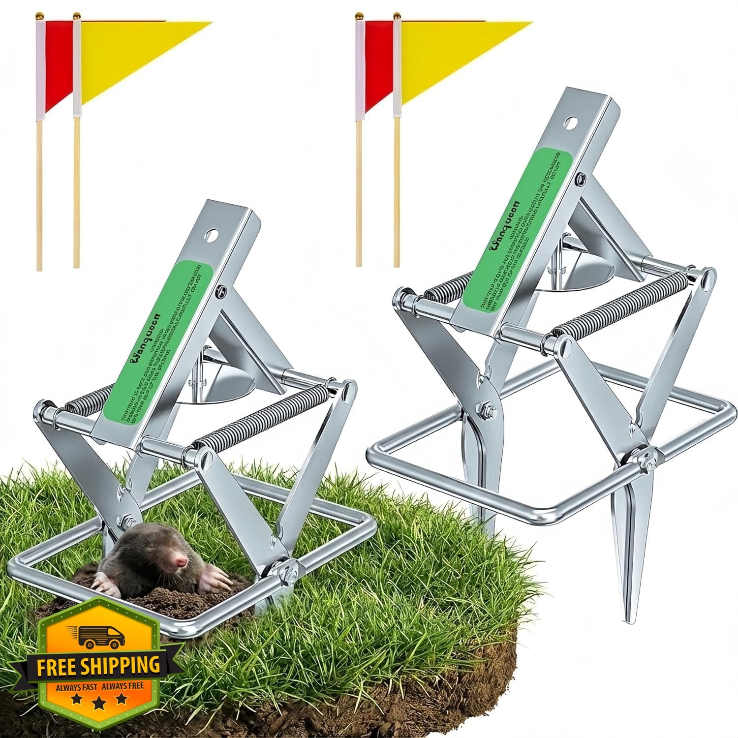 2 Pack Mole Vole Traps Scissor Style Galvanized Steel
