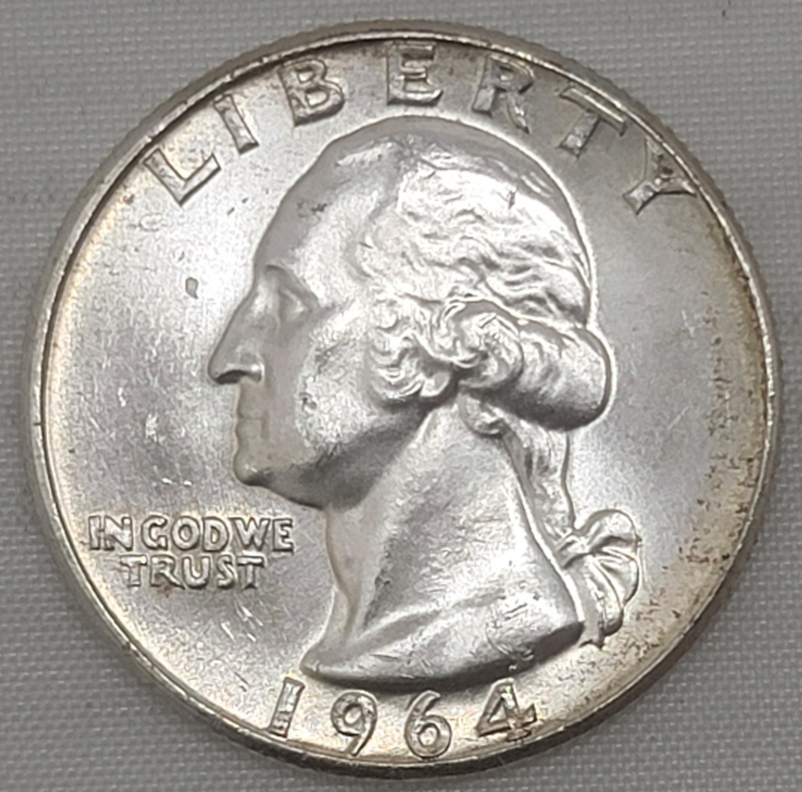 1964 Washington Quarter - circulated, ungraded condition - 90% - Business Strike