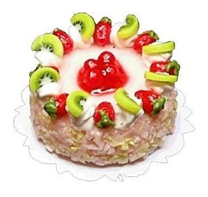 Dollhouse Strawberry Kiwi Gel Cake 1:12 Scale Miniature Dessert Food Bakery