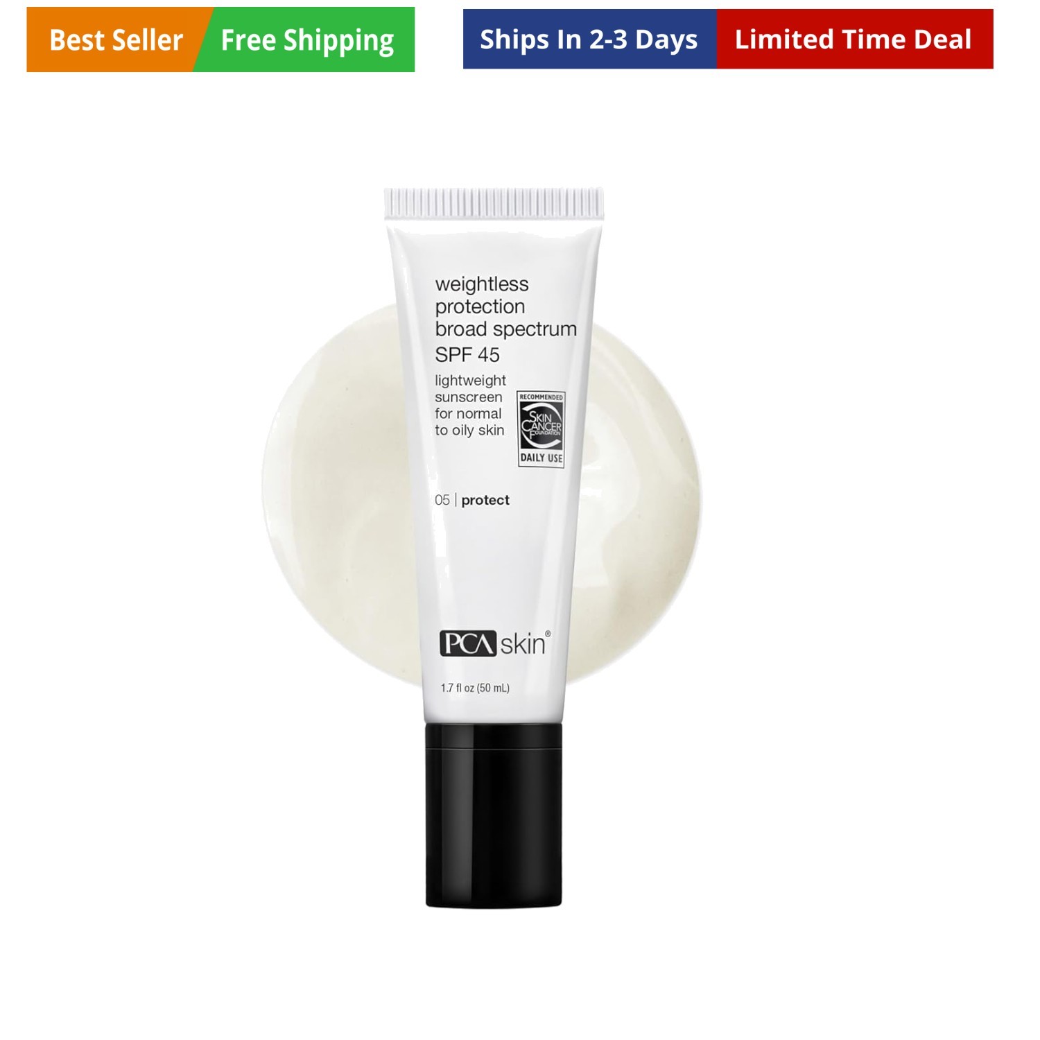 Weightless Protection Broad Spectrum SPF 45 - Oil-Free Hydrating Face Sunscre...