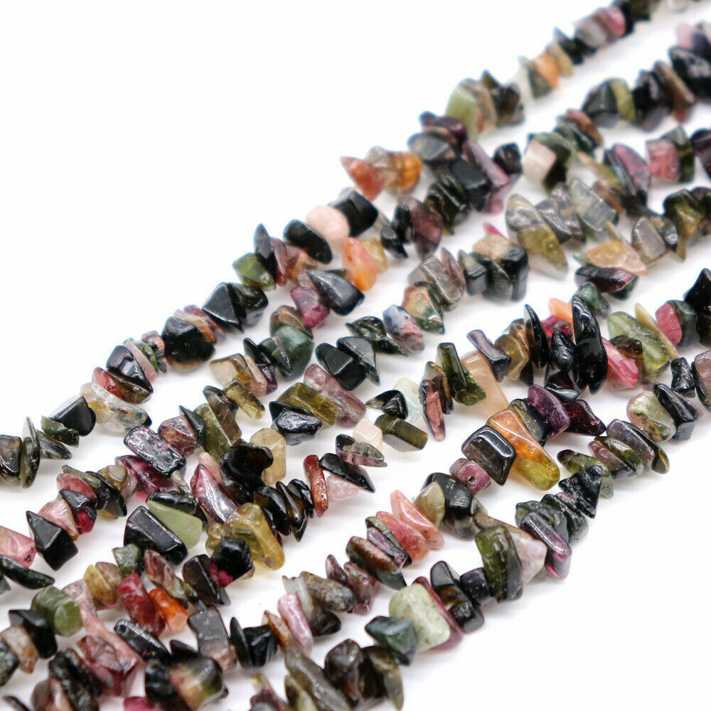 10 String（10X34"）Tourmaline Natural Gemstone Chips Beads or Jewelry Making 5-8mm