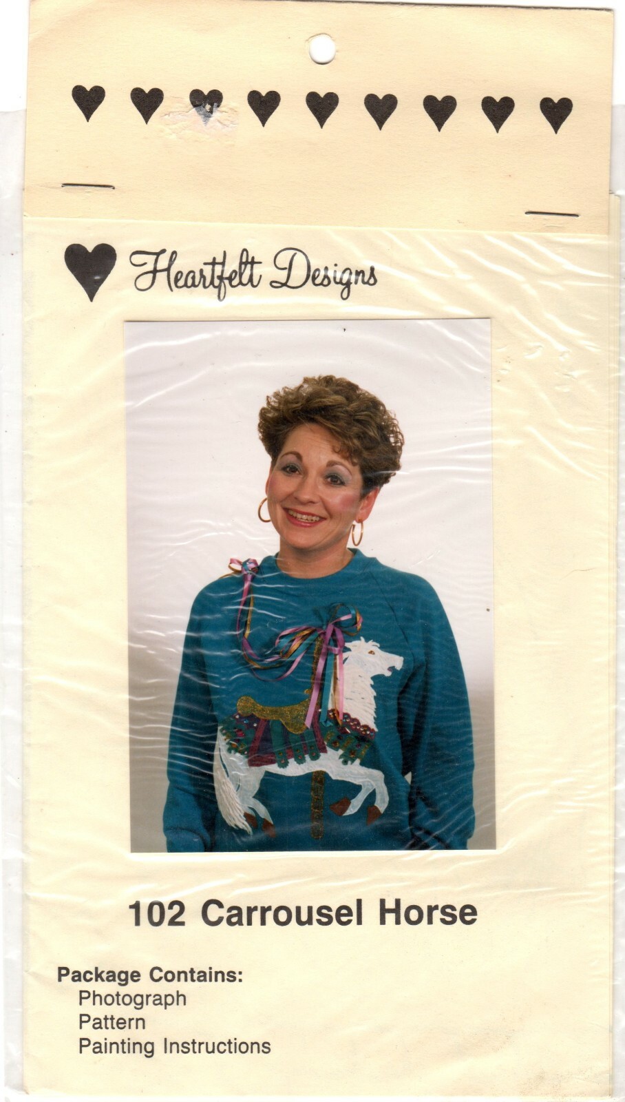 Carousel Horse Shirt Pattern, 102 Heartfelt Designs, Vintage 1990, Judy P Barber