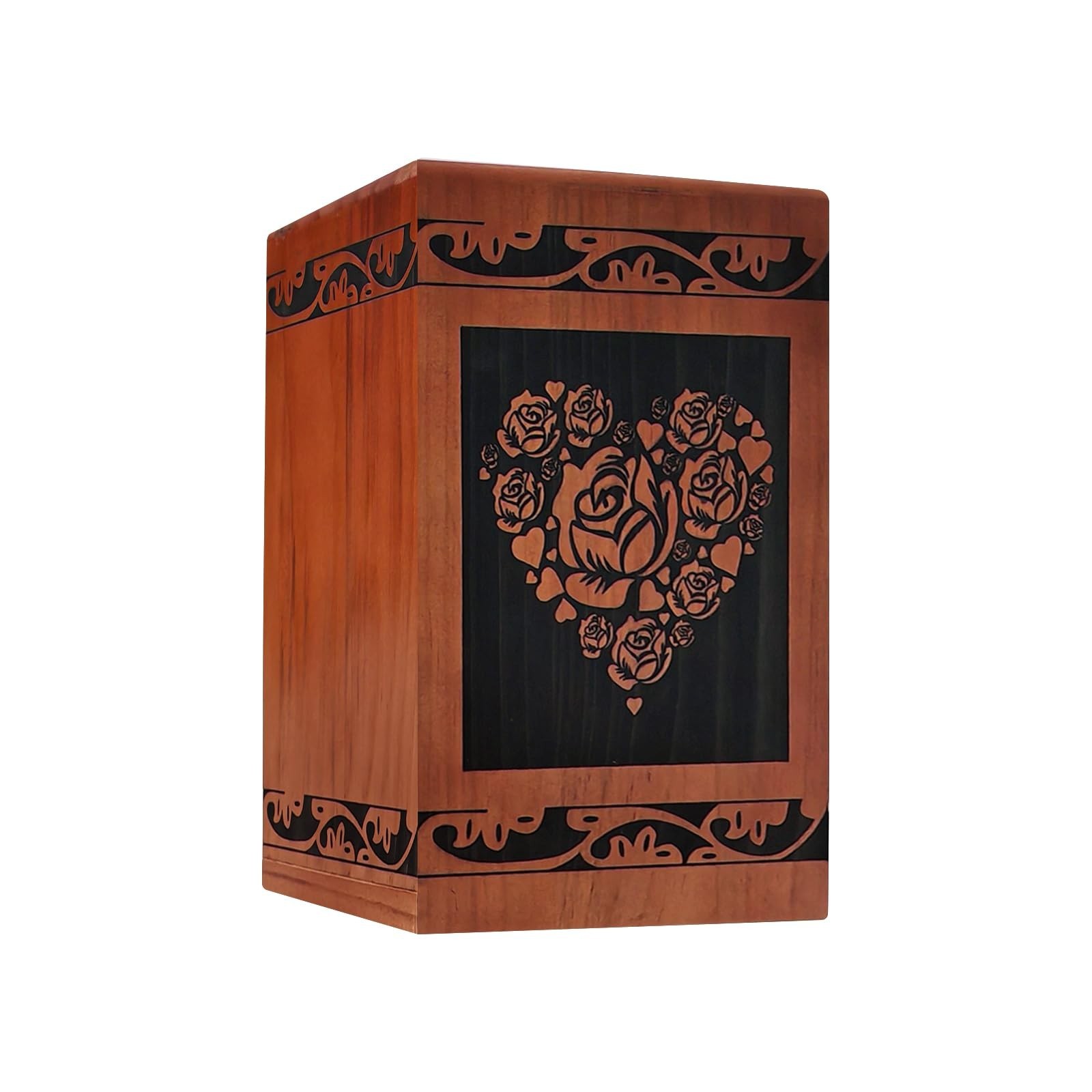 Wooden Cremation Urn for Human Ashes,Wooden Carved Rugosa Rose Cremation Urns...