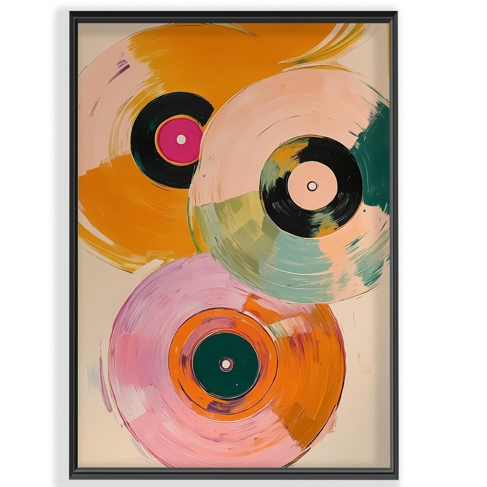 SKTBJWNYK Colorful Retro Vinyl Record Player Wall Art - Vintage Music Canvas ...