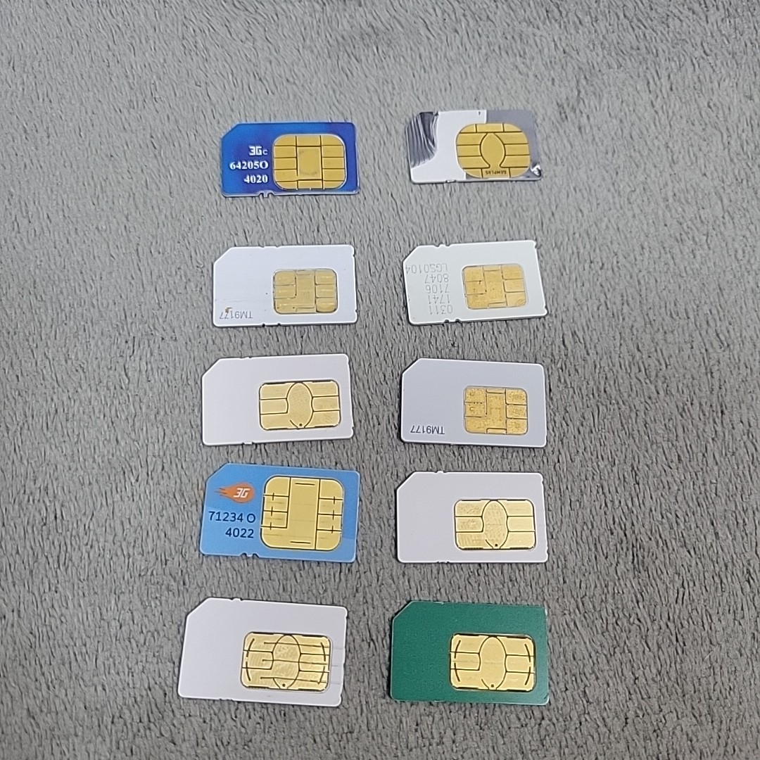 Lot 10 Used SIM Cards AT&T Tata Docomo T-Mobile Cingular etc. Testing Only
