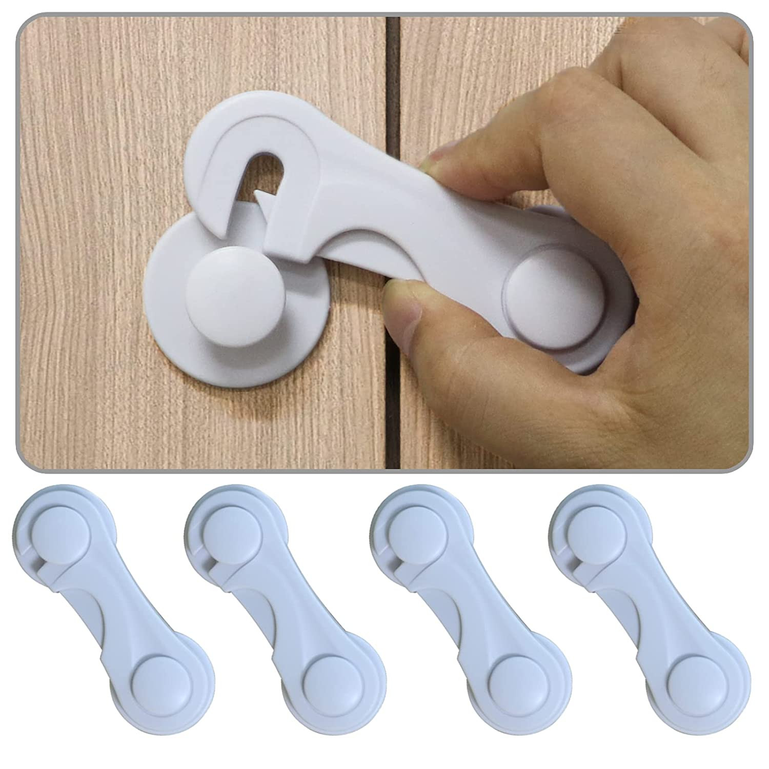 Cabinet Door Locks for Baby Proofing and Child Safety, 4 Pack Childproof Cabinet