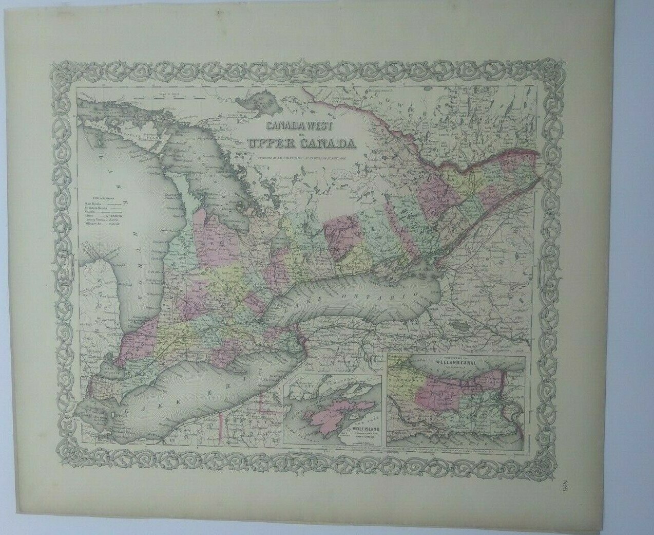 antique map Canada 1856 Colton's Maps 1st edition