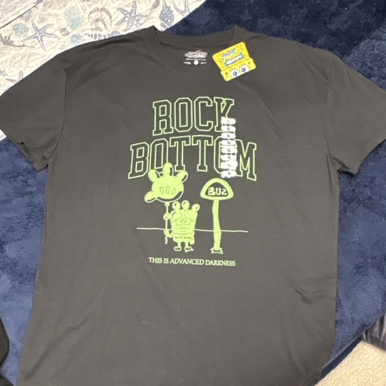 Nickelodeon SpongeBob SquarePants Rock Bottom Black T-Shirt Size XL