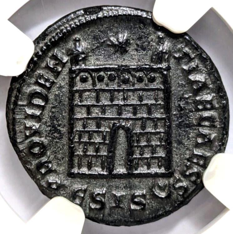 Constantine II Roman Empire Nummus NGC AU Camp Gate Castle Keep Ancient Caesar