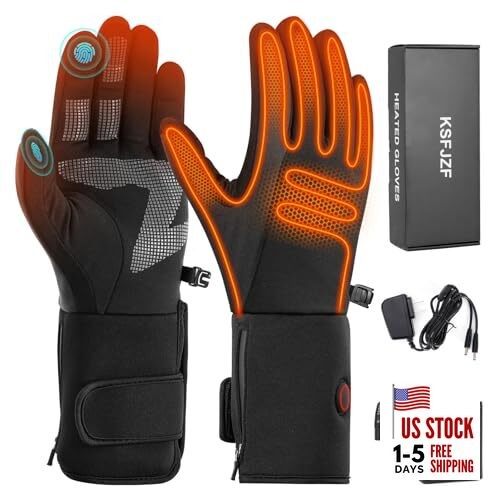Heated Gloves, 7.4V 3000mAh Rechargeable Battery Heated Glove Liners for Medium