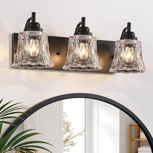 Bathroom Light Fixtures Vanity Lights for Bathroom, Matte 3 Lights Black
