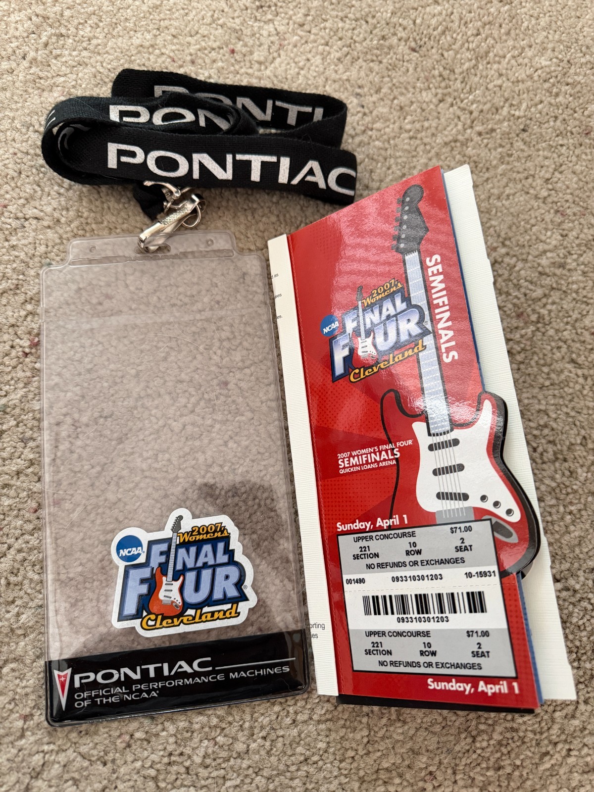 NCAA 2007 Women's Final Four Basketball Lanyard, Ticket Holder and Ticket