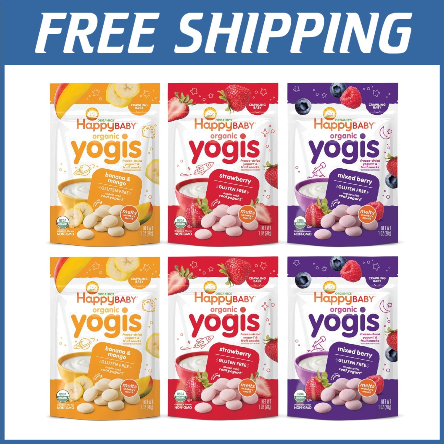 Organic Yogis Baby Melts, Variety Pack, 6-Pack