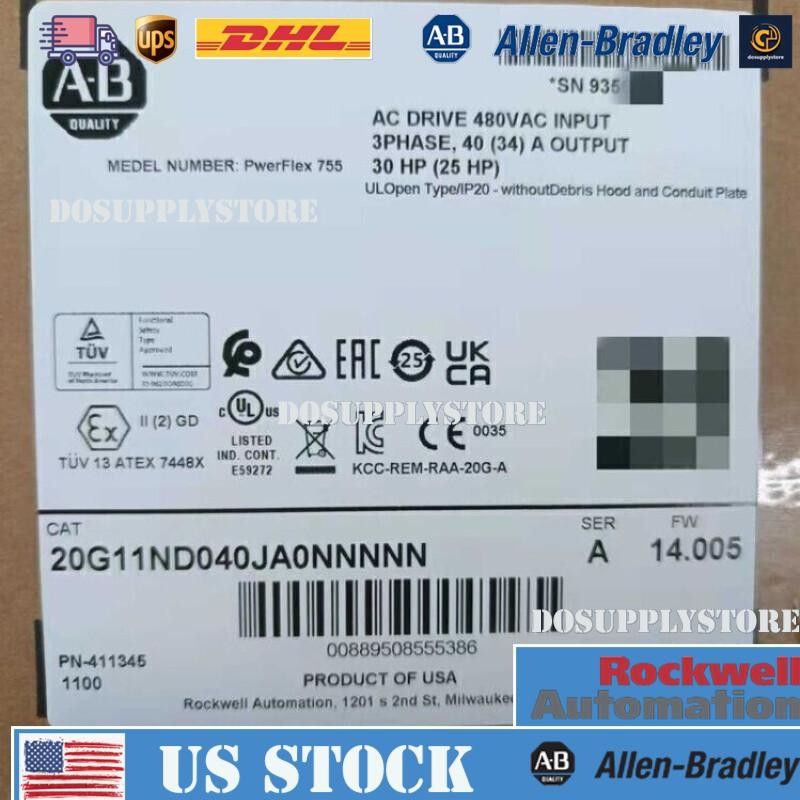 New AB 20G11ND040JA0NNNNN PowerFlex Air Cooled 755 AC Drive US Free Tax