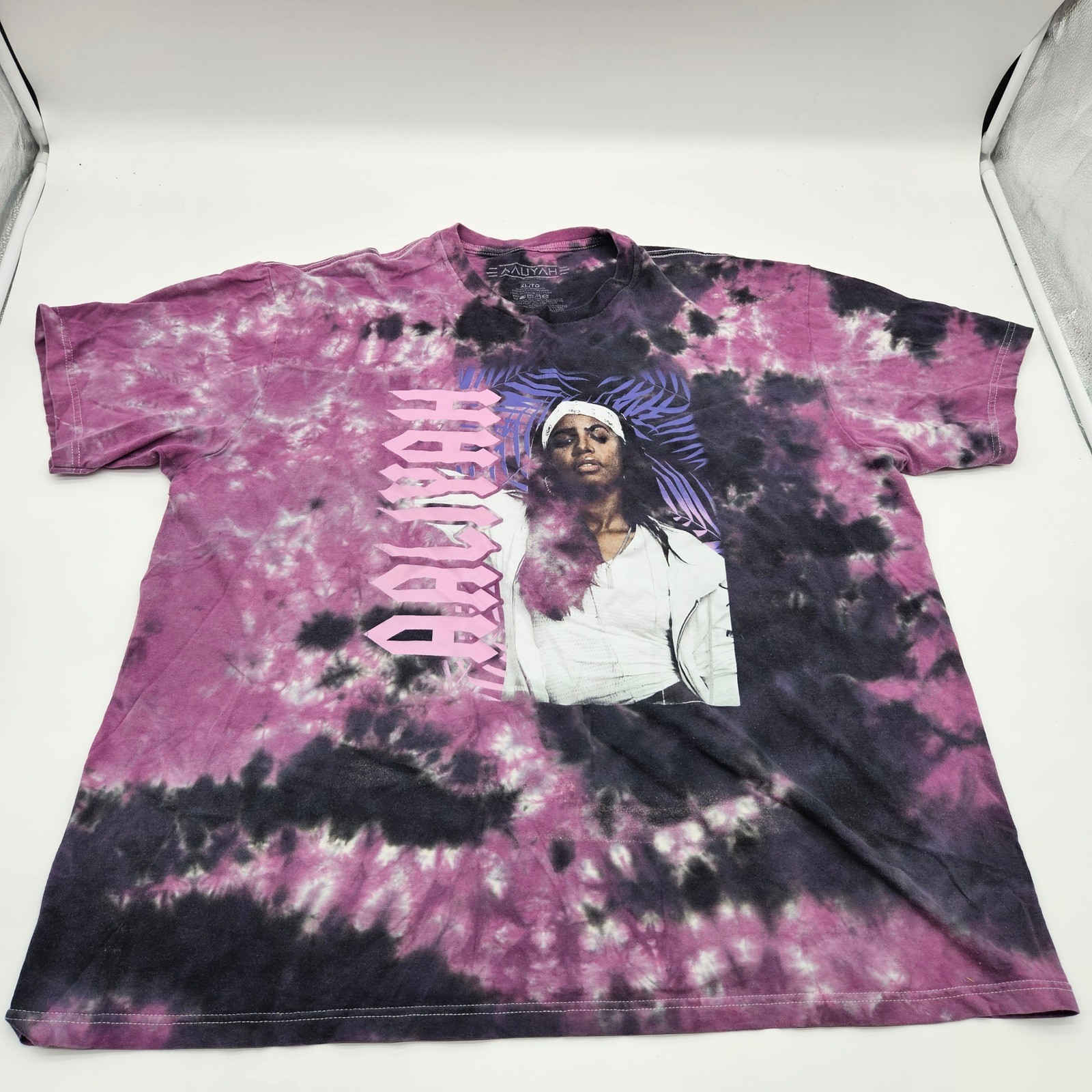 Aaliyah Tie Dye Graphic T Shirt XL TG Purple Black Band Tee
