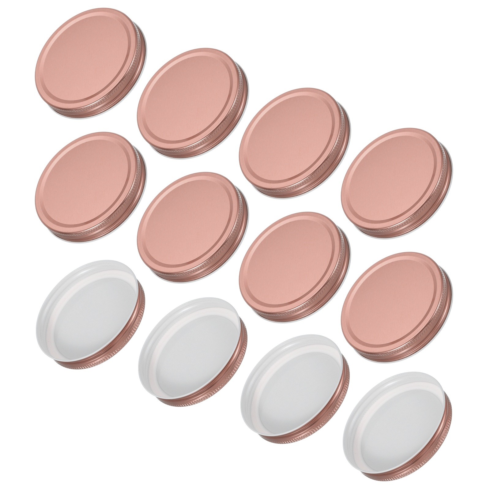 12Pcs Tinplate Canning Lids with Label for Regular Mason Jar Rose Gold(86mm)