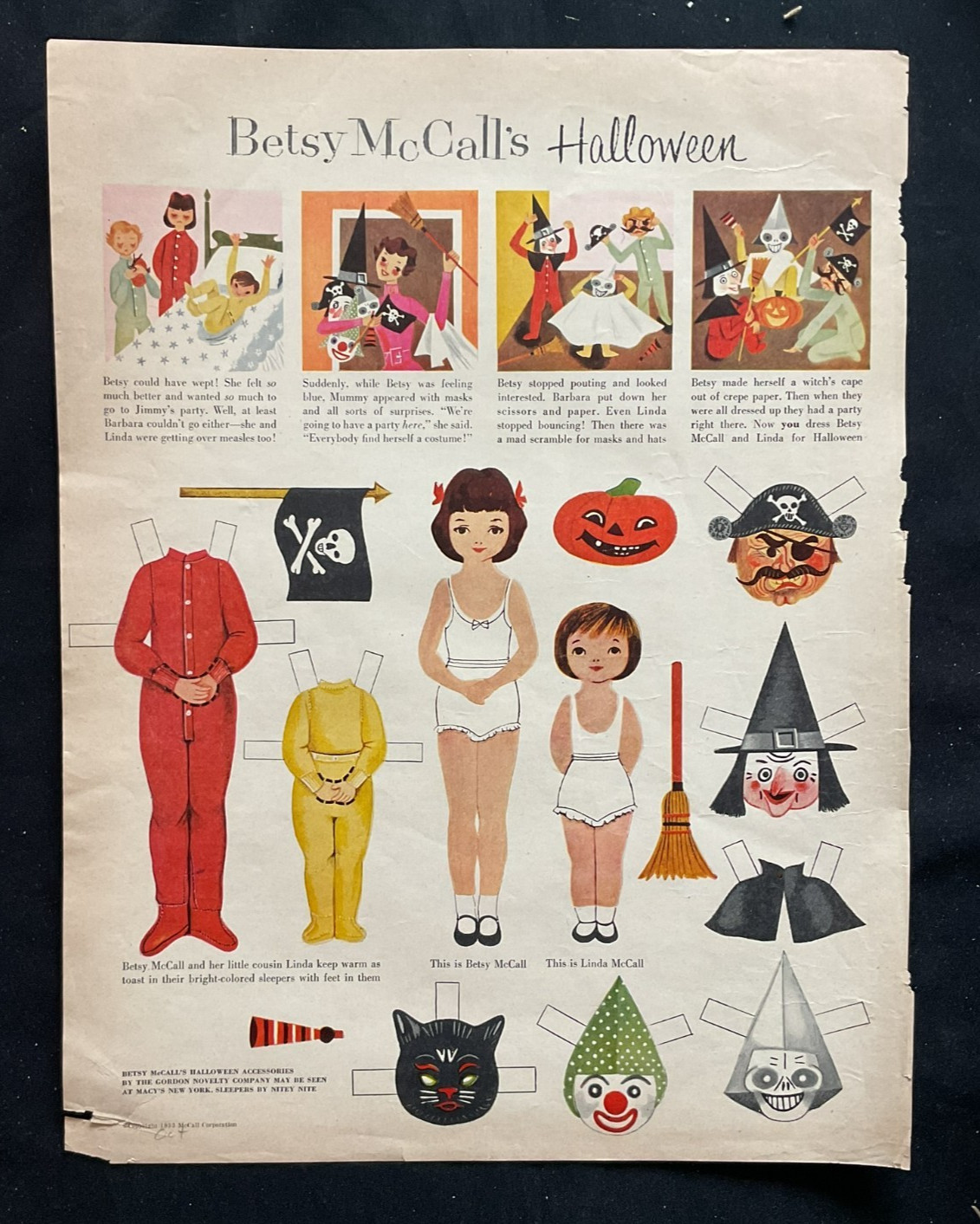 1953 & 1973 Betsy McCall Paper Doll Cutouts ~ Halloween & Haunted House
