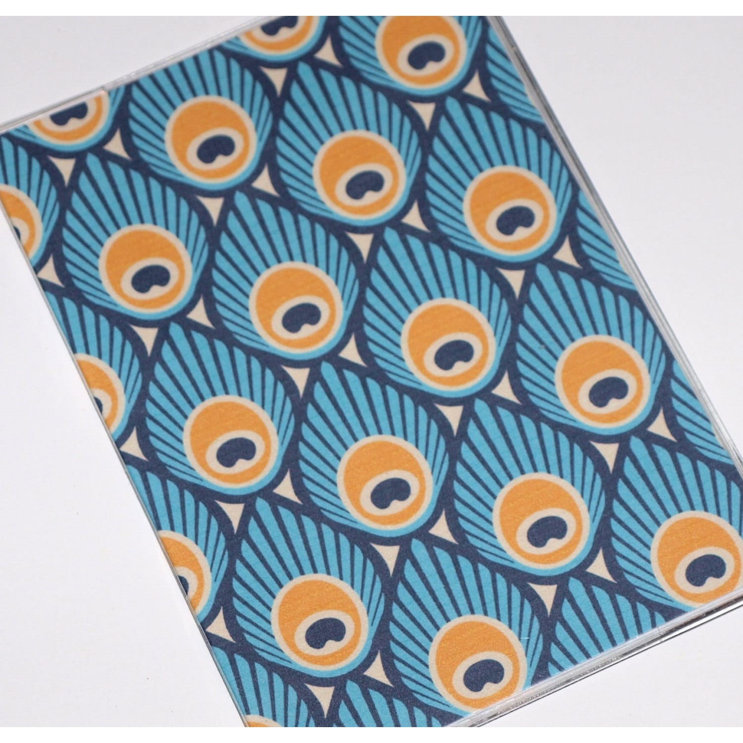 New Vinyl Passport Cover for US Passports  - Aqua & Sunshine Peacock Feathers