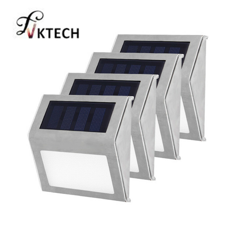 1-4 pièces 3 LED lumière solaire en acier inoxydable énergie solaire jardin