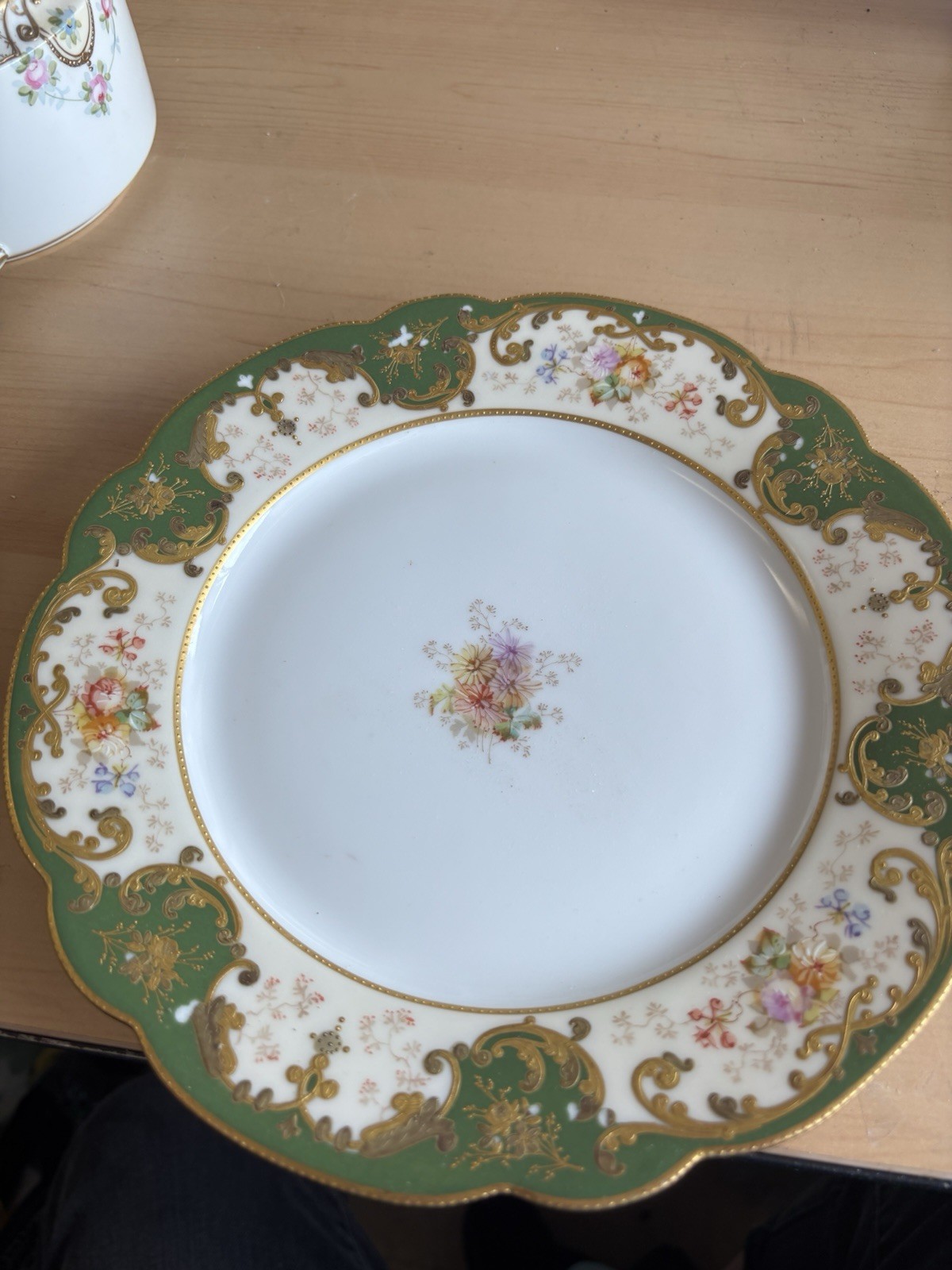 Limoges France Floral Encrusted Golden Rim