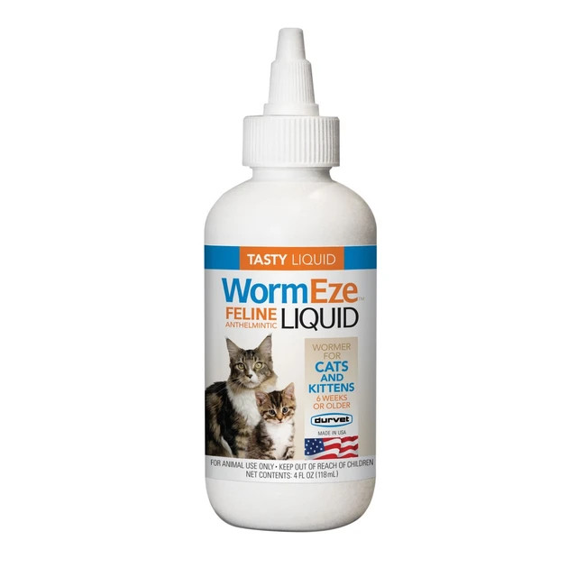 Wormeze Feline Liquid Cat Wormer 4 Oz Durvet