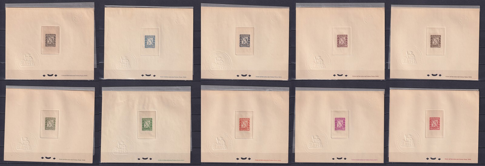 MARTINIQUE 1947, Sc# J37-J46, Postage due, Lux blocks full set, MH
