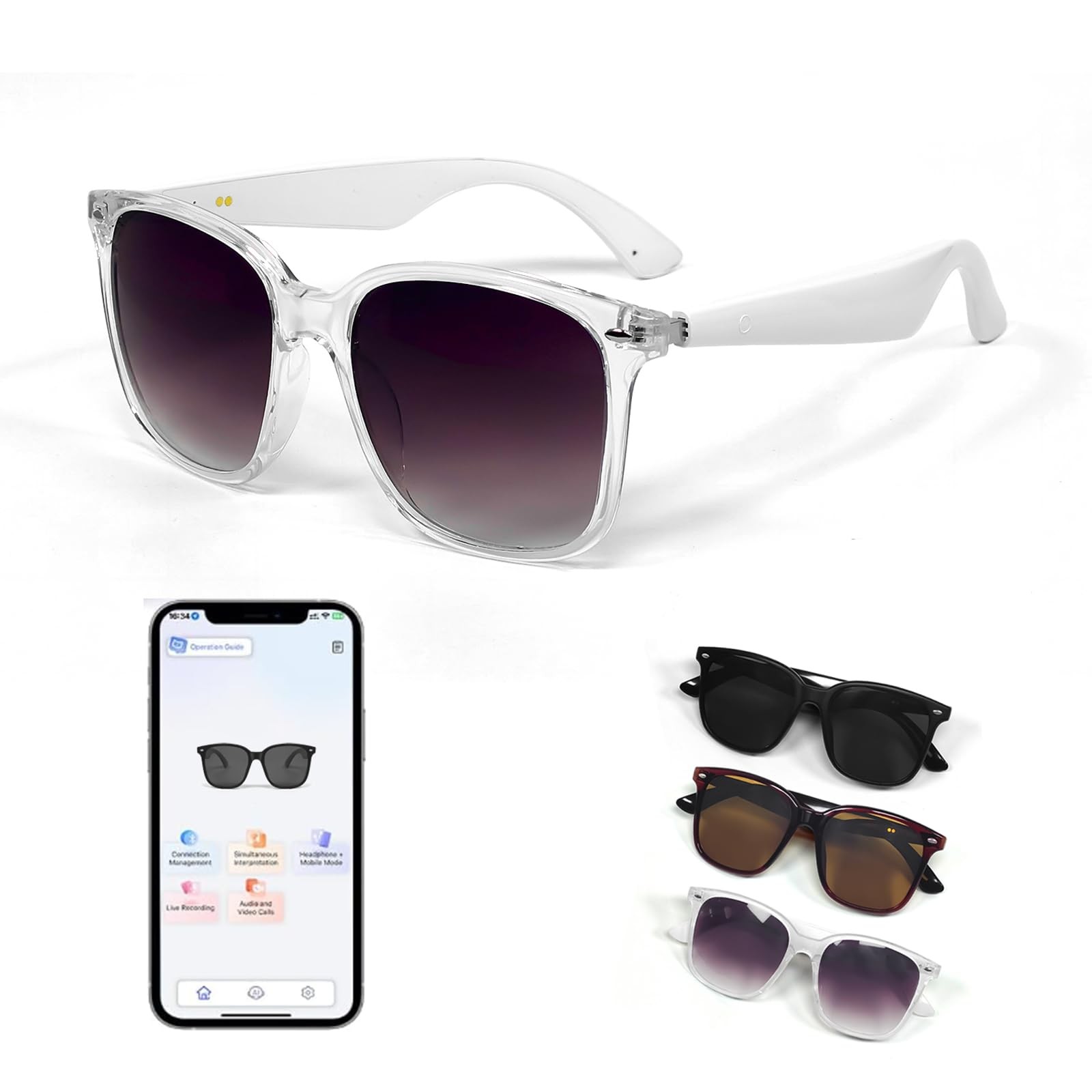Smart AI Bluetooth Sunglasses for Women Men Translation Translator Translate ...