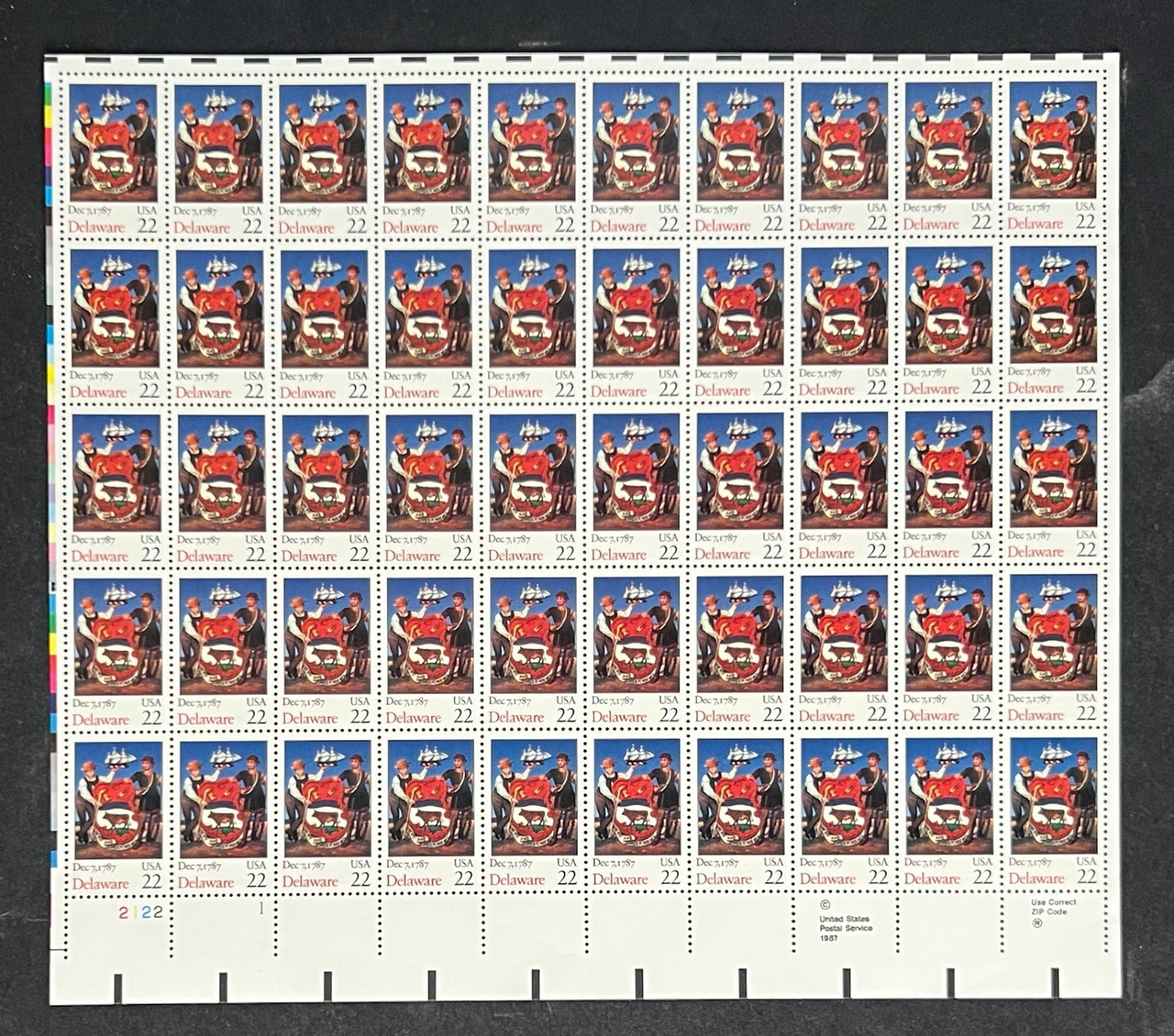 US 2336 Mint Sheet (MNH) Delaware 22-Cent 1987 ZAYIX