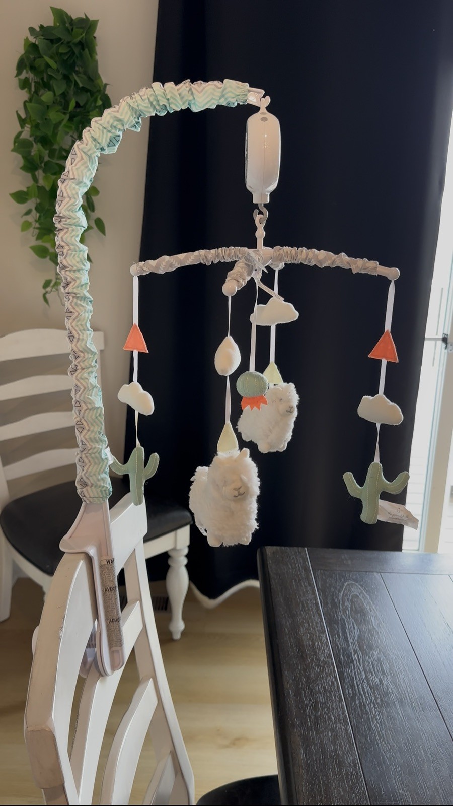 The Peanut Shell Musical Crib Mobile for Baby Llama and Cacutus Nursery Decor