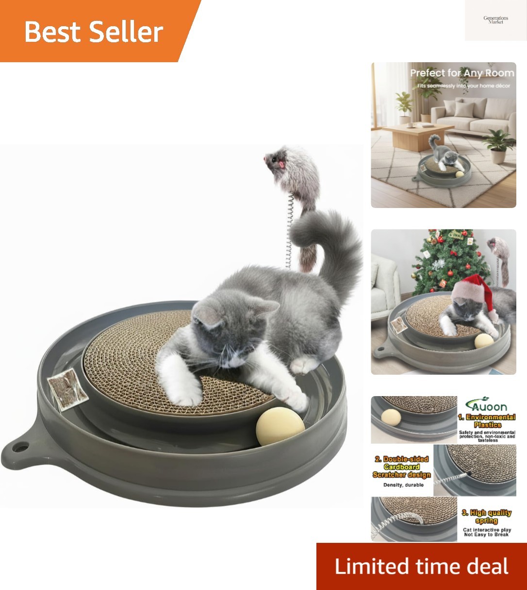 Cat Scratcher Toy with Ball Track - 3 in 1 Interactive Cat Toy, Cat Scratch P...