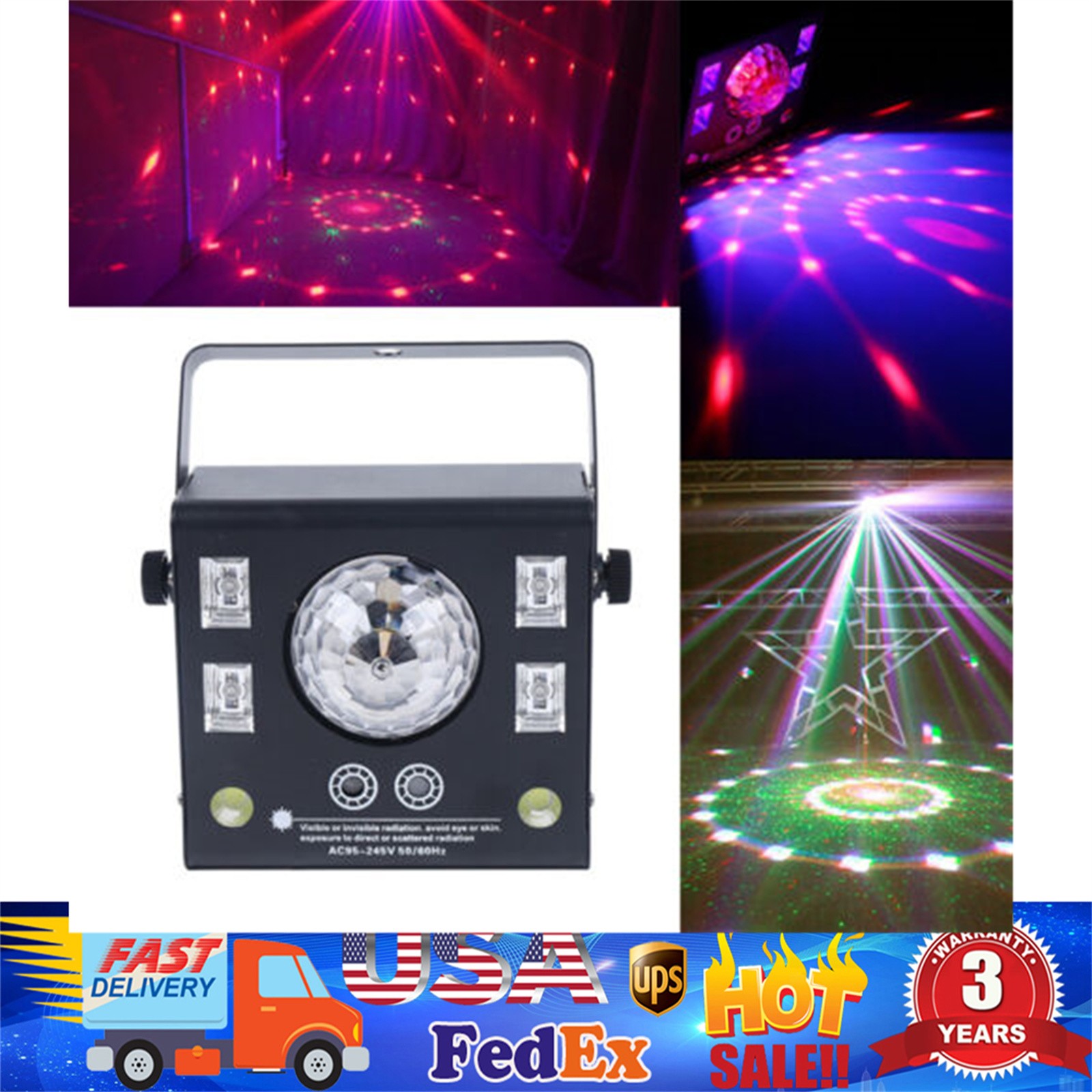 4-in-1 LED Party Light with Magic Ball, Strobe, UV, and Dynamic Effects