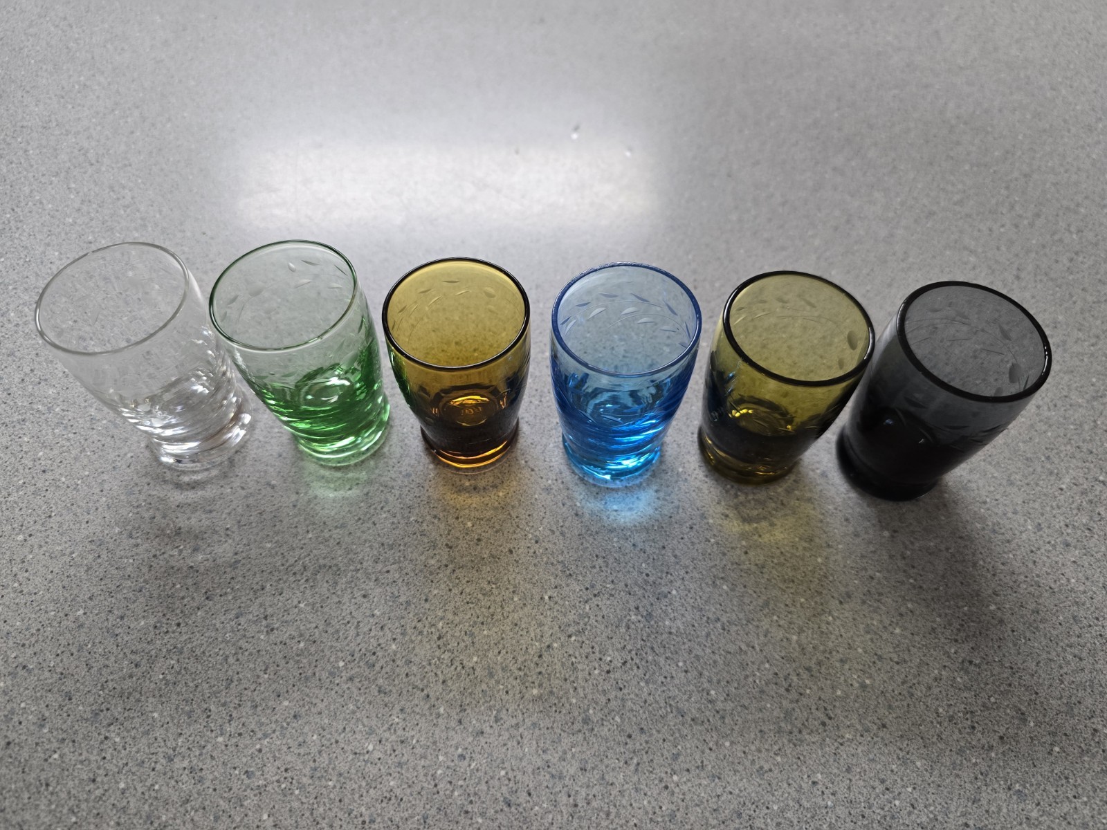 Vintage Glass Shot Glasses, Lot Of 6 . From Korea